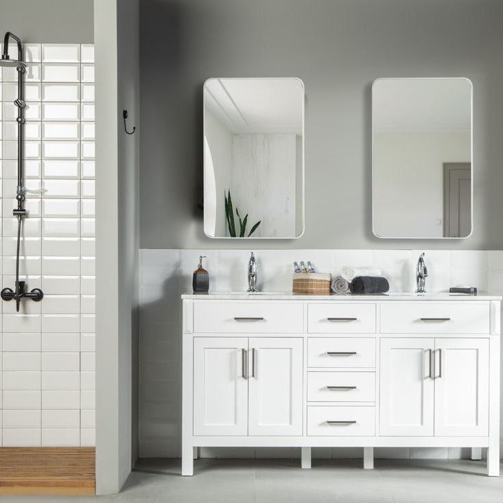 Fawna 60" White Double Bowls Bathroom Cabinet