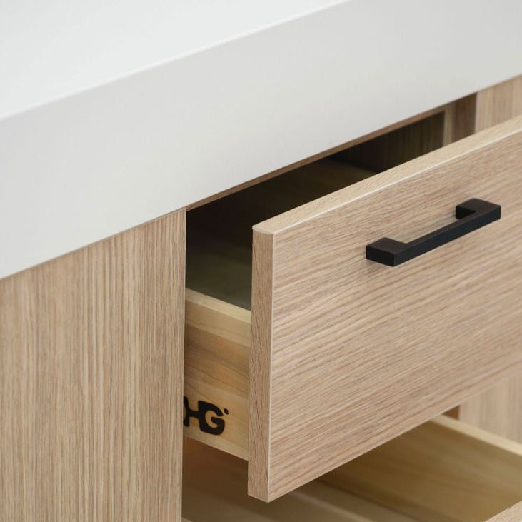 Solana Natural Oak 60" Double Bowls Bathroom Cabinet