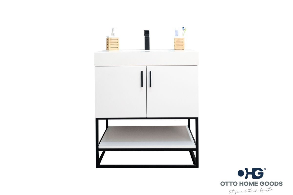 Solana White 30" Bathroom Cabinet
