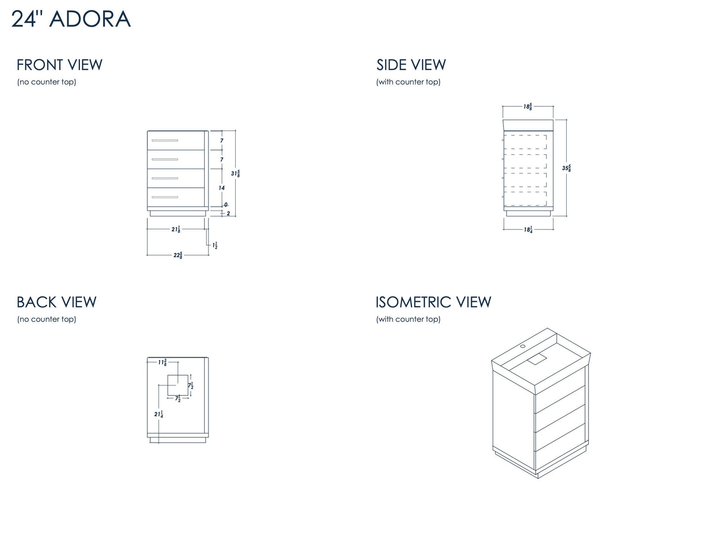 Adora 24" Light Gray Bathroom Cabinet