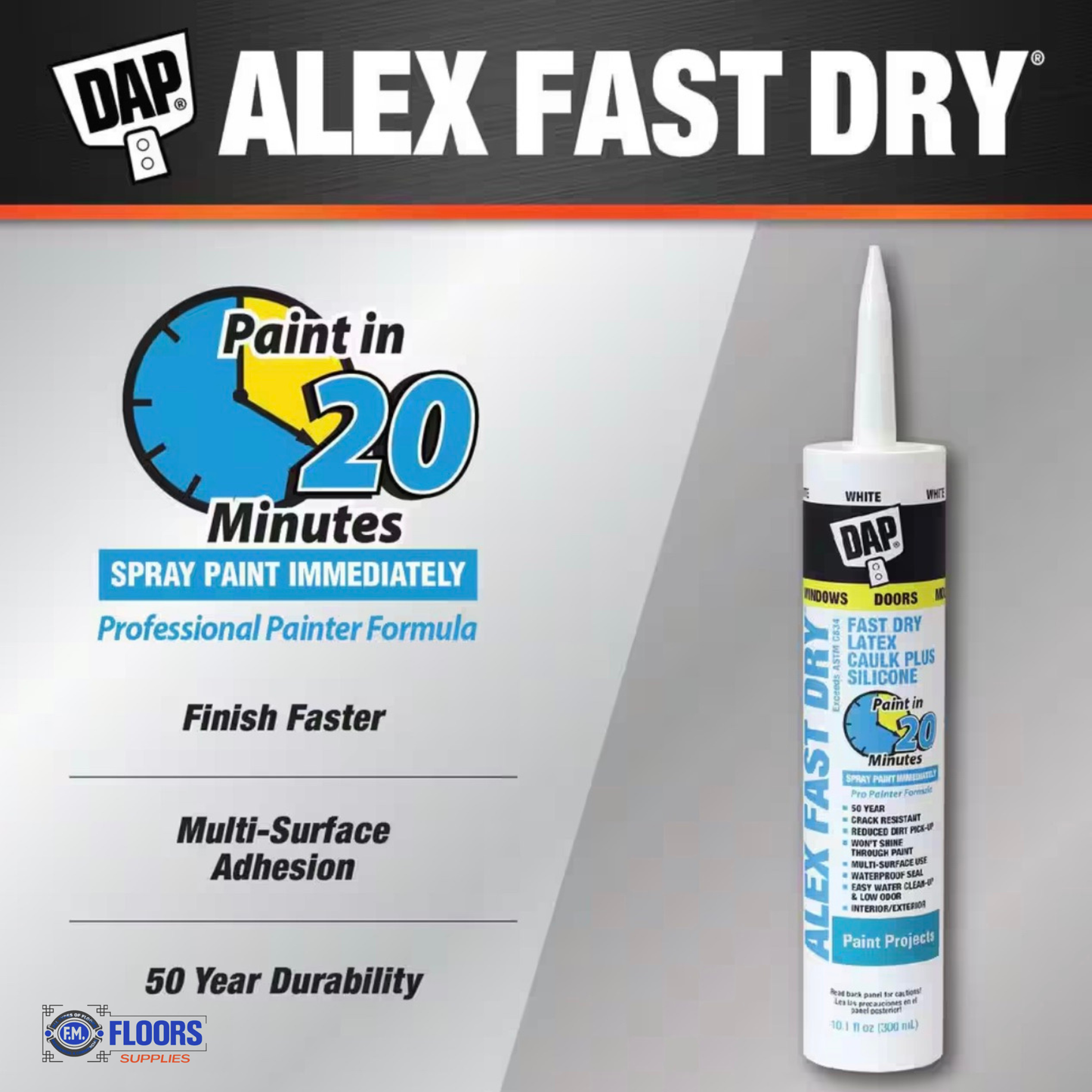 Alex Fast Dry 10.1 oz. White Acrylic Latex Plus Silicone Caulk