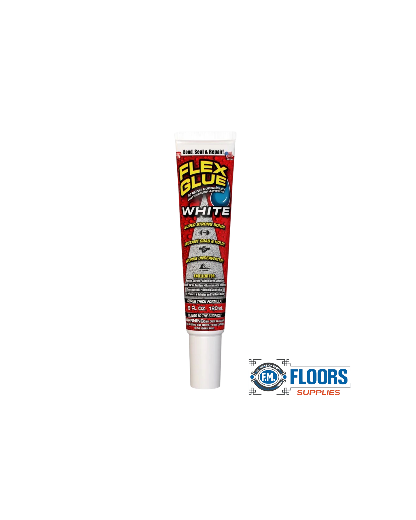 Flex Glue White 6 oz. Pro-Formula Strong Rubberized Waterproof Adhesive