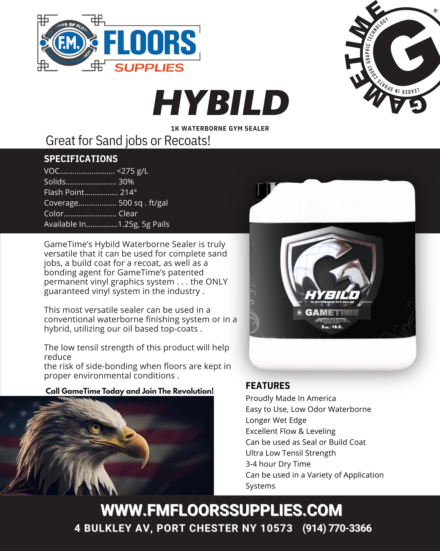Hybild Waterborne  1.25 GL 1K  Floor Sealer  - Gametime Leader in Sports Courts Graphic Technology| FM FLOORS SUPPLIES
