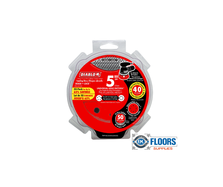 Diablo 5" Hook & Lock™ Random Orbital Sanding Discs (50-Pack) – Premium ROS Sandpaper for Wood, Metal & Surface Prep | FM FLOORS SUPPLIES