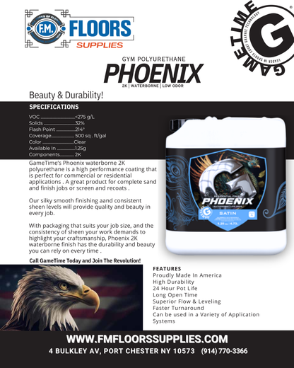 Phoenix Waterborne Floor Finish 1.25 GL 2K - Gametime Leader in Sports Courts Graphic Technology| FM FLOORS SUPPLIES