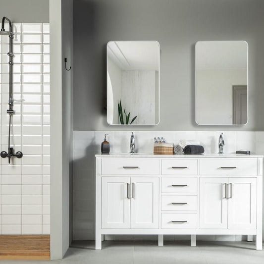 Fawna 60" White Double Bowls Bathroom Cabinet