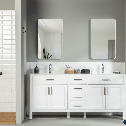Fawna 72" White Double Bowls Bathroom Cabinet