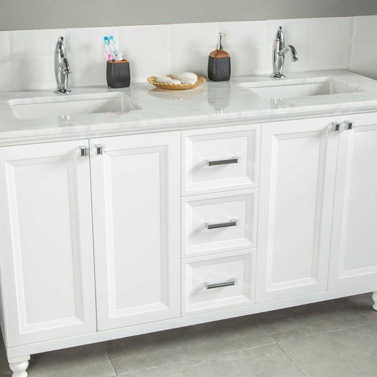 Isabel 60" White Double Bowls Bathroom Cabinet