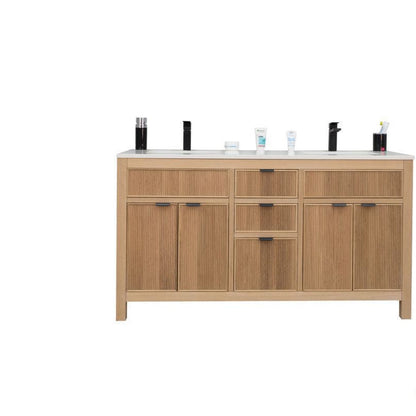 Catalina Natural Oak 60" Bathroom Cabinet