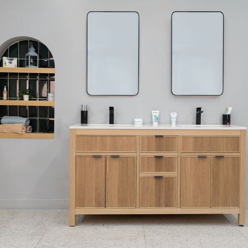 Catalina Natural Oak 60" Bathroom Cabinet