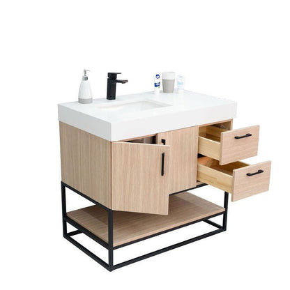 Solana Natural Oak 36" Bathroom Cabinet
