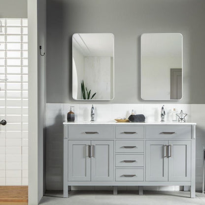 Fawna 60" Gray Double Bowls Bathroom Cabinet
