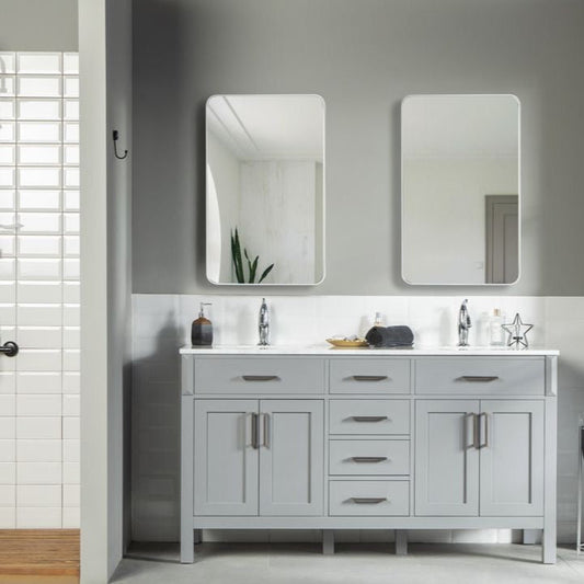Fawna 60" Gray Double Bowls Bathroom Cabinet