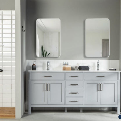 Fawna 72" Gray Double Bowls Bathroom Cabinet