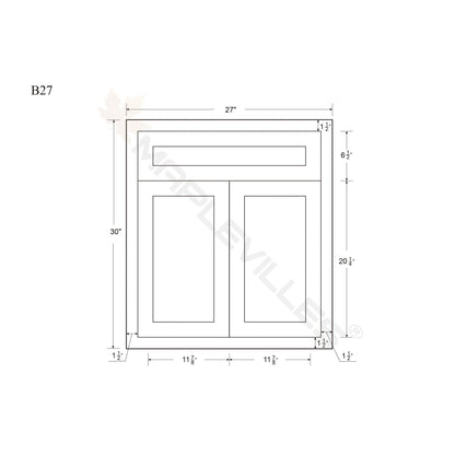 Maplevilles Cabinetry Inset 27" Wide x 35" Tall Double Door Base Cabinet with Single Drawer