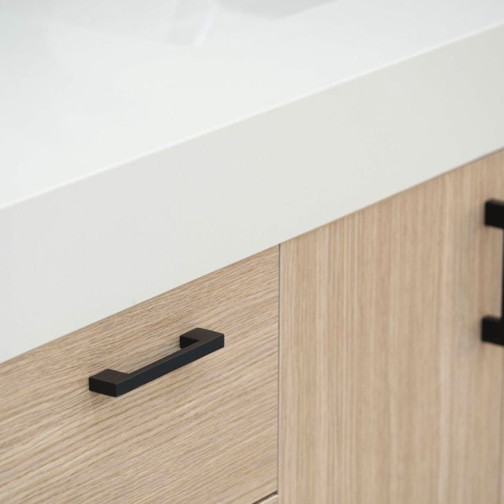 Solana Natural Oak 60" Double Bowls Bathroom Cabinet