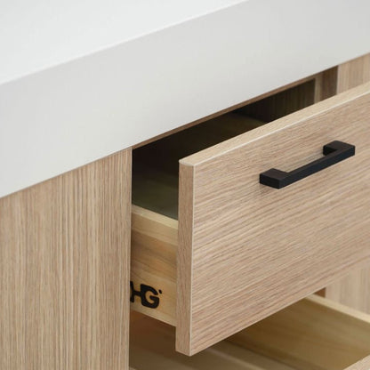 Solana Natural Oak 60" Double Bowls Bathroom Cabinet