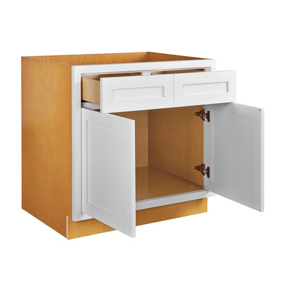Maplevilles Cabinetry Inset 33" Wide x 35" Tall Double Door Base Cabinet with Double Drawers