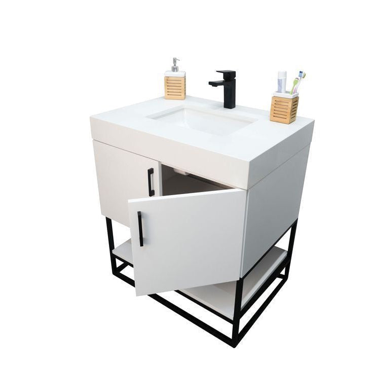 Solana White 30" Bathroom Cabinet
