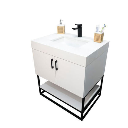 Solana White 30" Bathroom Cabinet