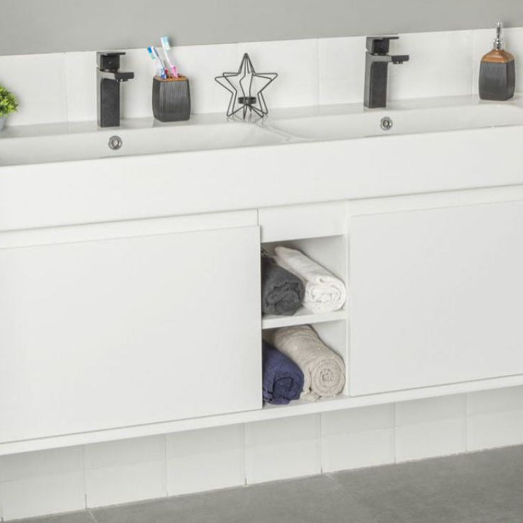 Gala 60" White Double Bowls Bathroom Cabinet