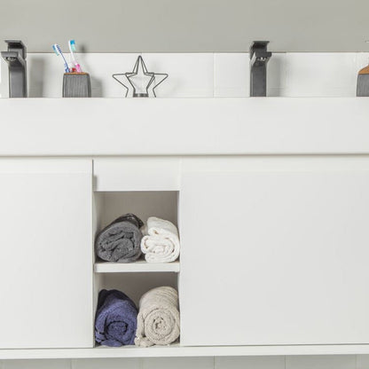 Gala 60" White Double Bowls Bathroom Cabinet