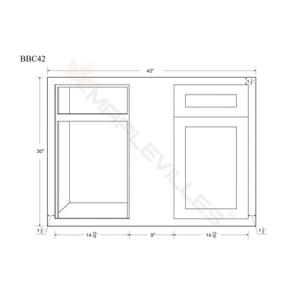 Maplevilles Cabinetry Inset 42" Wide x 35" Tall Double Door Base Cabinet with Single Drawer