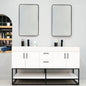 Solana White 60" Double Bowls Bathroom Cabinet