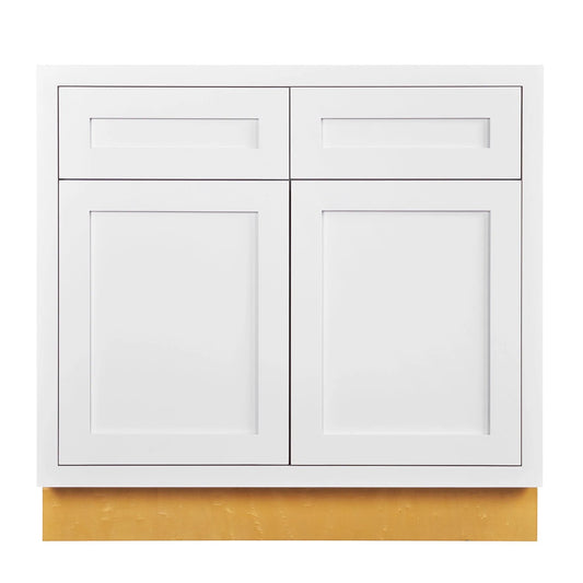Maplevilles Cabinetry Inset 33" Wide x 35" Tall Double Door Base Cabinet with Double Drawers