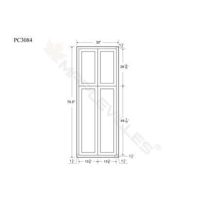 Maplevilles Cabinetry Inset 30" Wide x 84" Tall 4 Door Tall or Pantry Cabinet