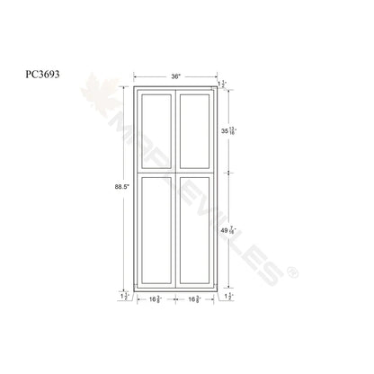 Maplevilles Cabinetry Inset 36" Wide x 93" Tall 4 Door Tall or Pantry Cabinet