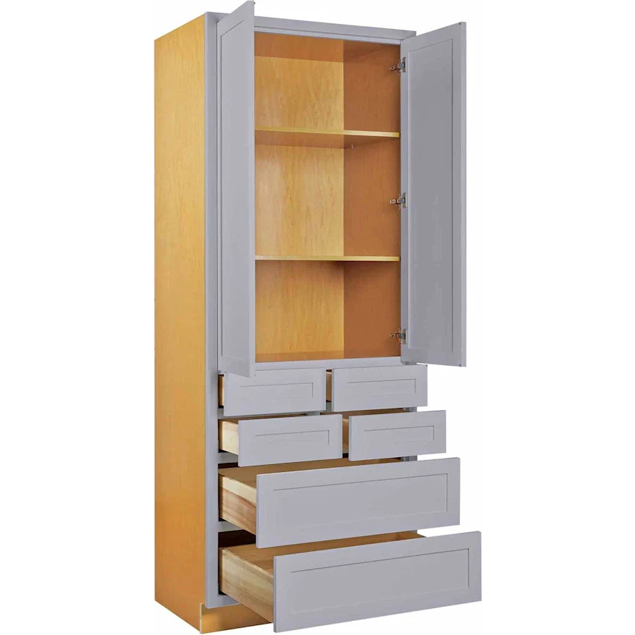 Maplevilles Cabinetry Inset 36" Wide x 93" Tall Double Door Tall or Pantry Cabinet with 6 Drawers